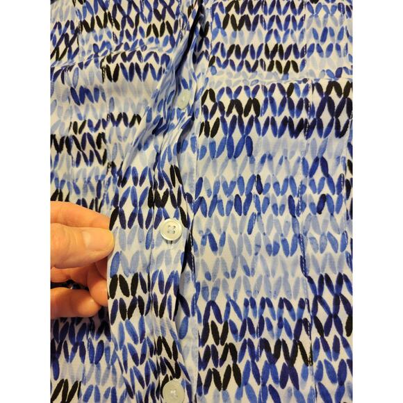 Dana Buchman Patterned Pleated Button Blouse Top Blue Women's Size Large - Picture 8 of 11